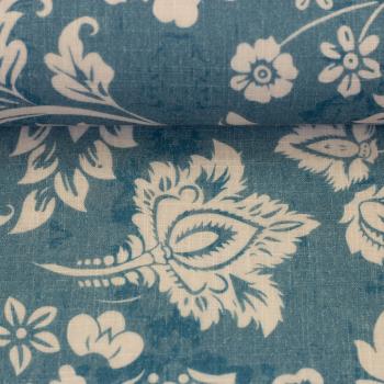 Preview: Double Slub Musselin Haren Jeansoptik mit Blüten by Swafing 